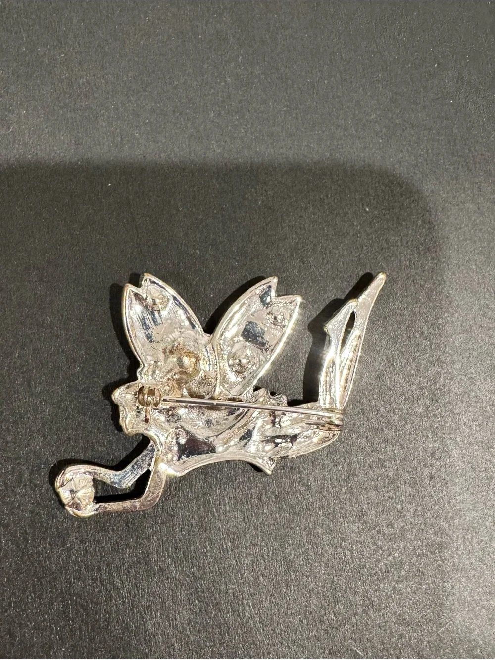 Art Nouveau Petite Nymph Fairy Brooch Pin Silver Tone Rhinestone Marcasite VTG
